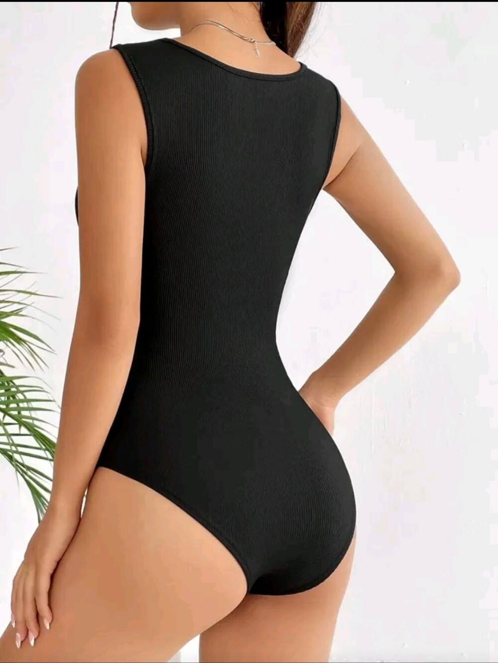 Square Neck Ribbed Tank Bodysuit - Picture 3 of 4